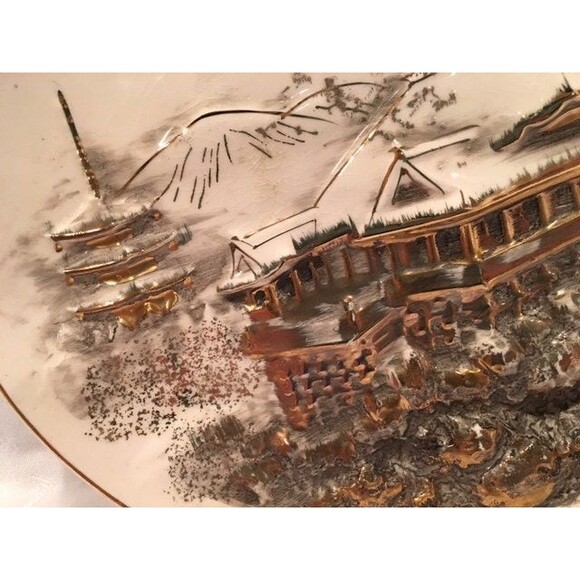 Decorative Plate Tilso Japan Decorative Plate Gold and Silver Trim - Picture 2 of 5